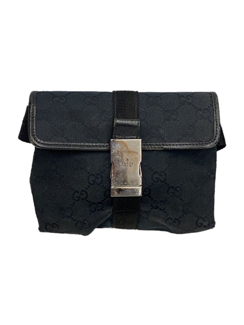 Gucci GG Canvas Double Waist Belt Bag black